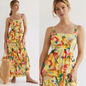 🌱na🌱Anthropologie Farm Rio clip dot tropical sundress, size small.